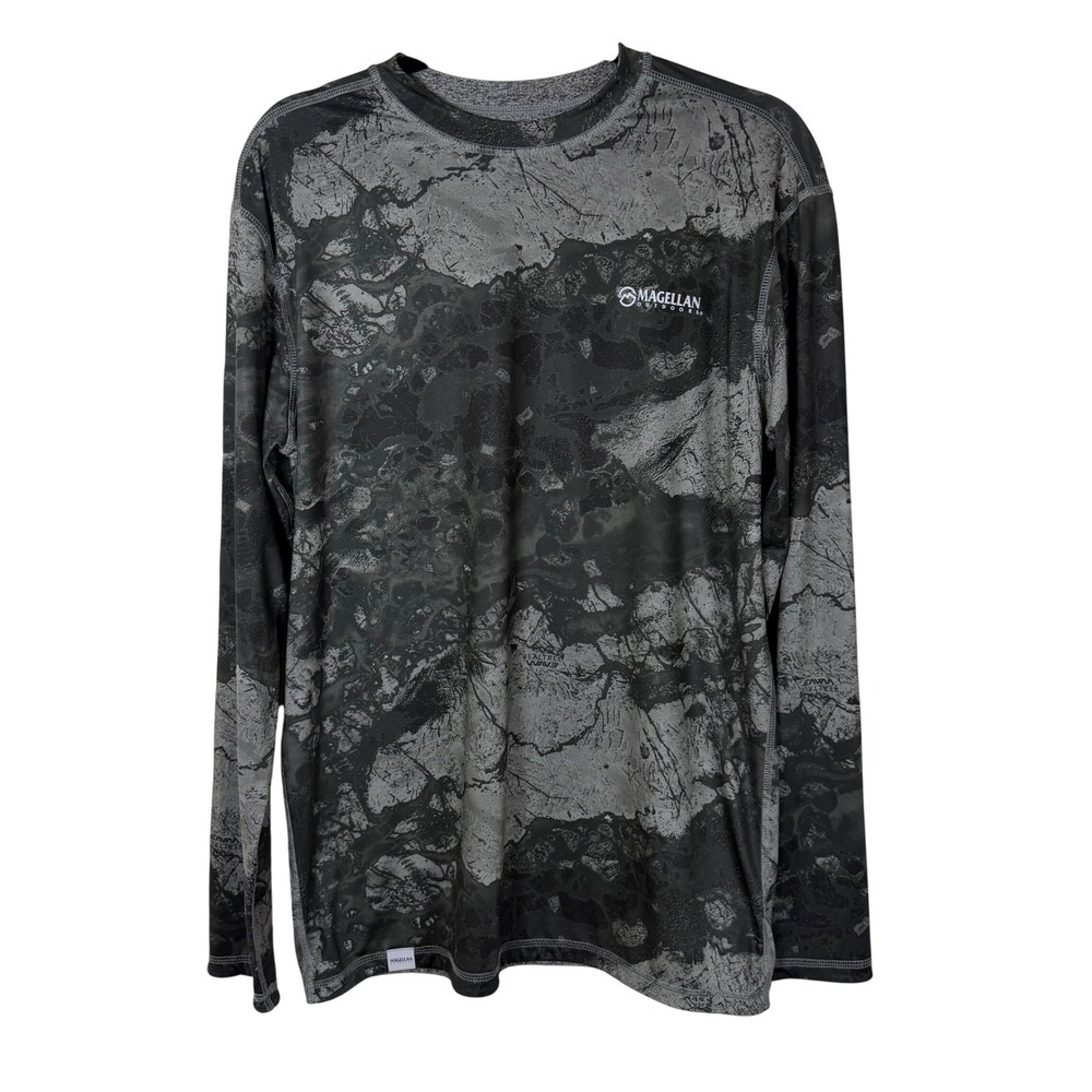 Magellan Outdoors Performance‎ Shirt Mens Small Grey Realtree Wav3 Camo